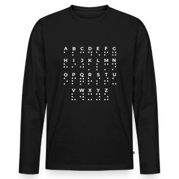 Braille Love Braille Language Braille Alphabet - Men's Premium Organic Long Sleeve Shirt - black - Front - Nico (187cm)