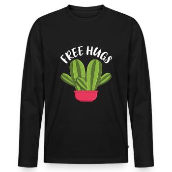 Umarmung Lustiger Kaktus Farmer Garten Hobby Gärtner - Männer Premium Bio Langarmshirt - Schwarz - Vorne - Nico (187cm)
