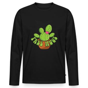 Umarmen Kaktus Lustiger Bauer Garten Hobbygärtner - Männer Premium Bio Langarmshirt - Schwarz - Vorne - Nico (187cm)