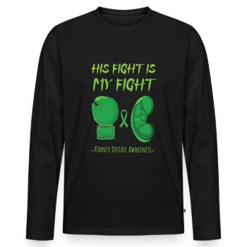 Son combat Wear Green Kidney Disease Awareness - T-shirt manches longues Premium bio Homme - noir - Devant - Nico (187cm)