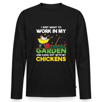 Work Garden Chickens Farm Garden Hobby Gardener - Men's Premium Organic Long Sleeve Shirt - black - Front - Nico (187cm)