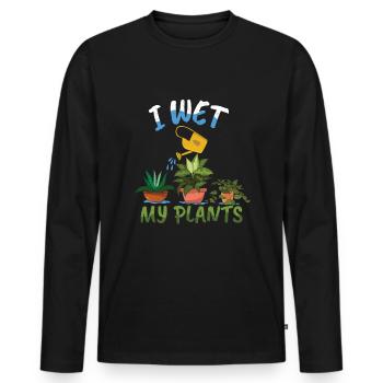 Wet My Plants Funny Farmer Garden Hobby Gardener - Männer Premium Bio Langarmshirt - Schwarz - Vorne - Nico (187cm)