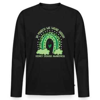 Rainbow Wear Green Nierenkrankheit Bewusstseinsmonat - Männer Premium Bio Langarmshirt - Schwarz - Vorne - Nico (187cm)