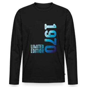 Since 1970 Year 1970 Retro Vintage 1970 Birth - Men's Premium Organic Long Sleeve Shirt - black - Front - Nico (187cm)