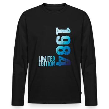 Depuis 1984 Année 1984 Rétro Millésime 1984 Naissance - T-shirt manches longues Premium bio Homme - noir - Devant - Nico (187cm)