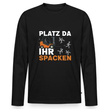 Space Funny Forklift Driver Quotes Operator Truck - Men's Premium Organic Long Sleeve Shirt - black - Front - Nico (187cm)
