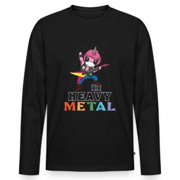Rocker Licorne Guitare Metal Musique Heavy - T-shirt manches longues Premium bio Homme - noir - Devant - Nico (187cm)