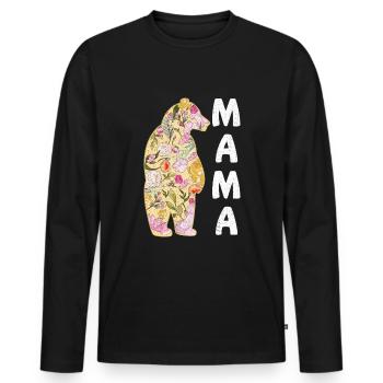 Bär Blumenblume Mama Beste Mama Glückliche Mütter Tag - Männer Premium Bio Langarmshirt - Schwarz - Vorne - Nico (187cm)