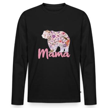 Bär Blumen Mama Beste Mama Alles Gute zum Muttertag - Männer Premium Bio Langarmshirt - Schwarz - Vorne - Nico (187cm)