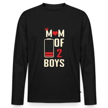 Funny Mom Quotes Mom Of Two Boy Happy Mother's Day - Men's Premium Organic Long Sleeve Shirt - black - Front - Nico (187cm)