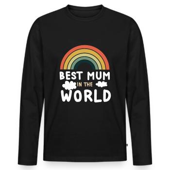 Regenbogen Mama Beste Mutter Alles Gute zum Muttertag - Männer Premium Bio Langarmshirt - Schwarz - Vorne - Nico (187cm)