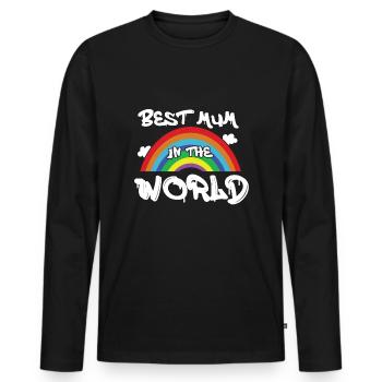 Rainbow Mama Best Mom World Happy Mother's Day - Men's Premium Organic Long Sleeve Shirt - black - Front - Nico (187cm)