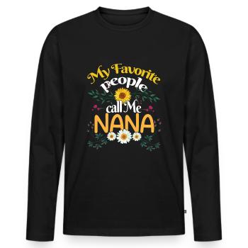 Favorite People Call Mom Grandmom Mother's Day - Men's Premium Organic Long Sleeve Shirt - black - Front - Nico (187cm)