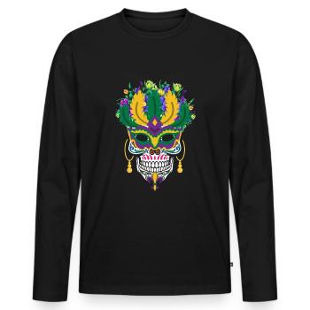 Dia De Los Muertos Mardi Gras Costume Fleur Sucre - T-shirt manches longues Premium bio Homme - noir - Devant - Nico (187cm)