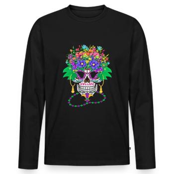 Mardi Gras Costume Fleur Sucre El Dia De Los - T-shirt manches longues Premium bio Homme - noir - Devant - Nico (187cm)