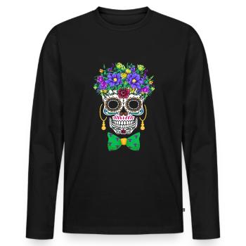 Mardi Gras Costume Fleur Sucre El Dia De Los - T-shirt manches longues Premium bio Homme - noir - Devant - Nico (187cm)