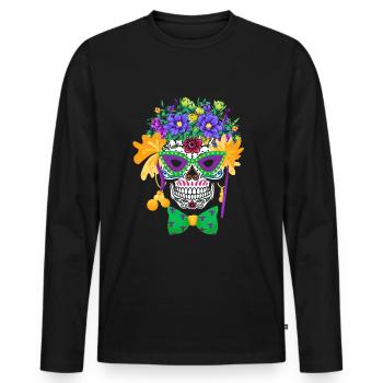 Mardi Gras Costume Fleur Sucre Dia De Los Muertos - T-shirt manches longues Premium bio Homme - noir - Devant - Nico (187cm)