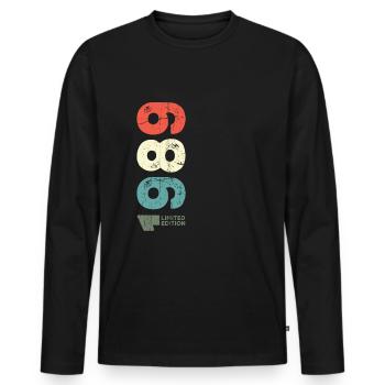 Depuis 1989 Année 1989 Rétro 1989 Millésime 1989 - T-shirt manches longues Premium bio Homme - noir - Devant - Nico (187cm)