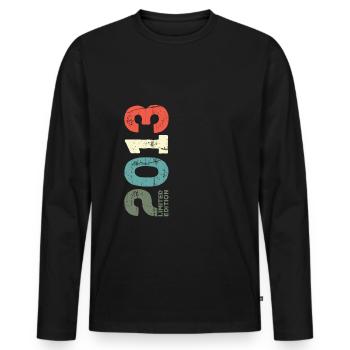 Seit 2013 Jahr 2013 Retro 2013 Jahrgang 2013 - Männer Premium Bio Langarmshirt - Schwarz - Vorne - Nico (187cm)