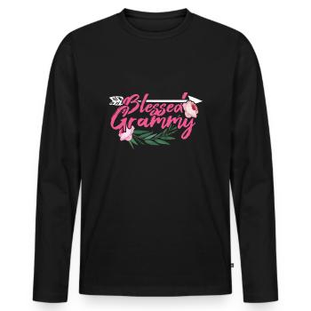Grandmom Love Mom Floral Mother's Day - Men's Premium Organic Long Sleeve Shirt - black - Front - Nico (187cm)