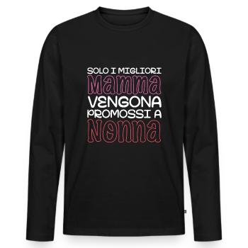 Best Moms Promoted To Grandmom Italian Mothers Day - Men's Premium Organic Long Sleeve Shirt - black - Front - Nico (187cm)