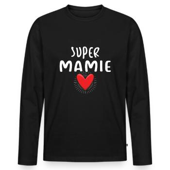 Super Grandmom Mommy Heart Love Mother's Day - Men's Premium Organic Long Sleeve Shirt - black - Front - Nico (187cm)