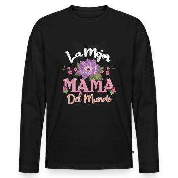 Best Mom World Happy Mother's Day Spanish - Men's Premium Organic Long Sleeve Shirt - black - Front - Nico (187cm)