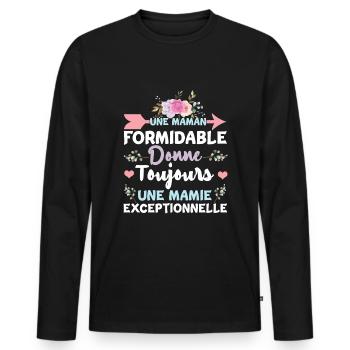 Great Mom Grandmom French Mother's Day - Men's Premium Organic Long Sleeve Shirt - black - Front - Nico (187cm)