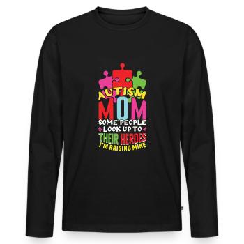 Autisme Maman Maman Puzzle Sensibilisation à l’autisme - T-shirt manches longues Premium bio Homme - noir - Devant - Nico (187cm)