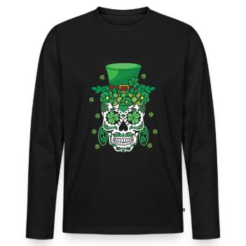 El Dia De Los Muertos Mardi Gras Costume Flower - Men's Premium Organic Long Sleeve Shirt - black - Front - Nico (187cm)