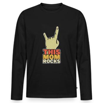 This Mom Rocks Retro Vintage Happy Mother's Day - Men's Premium Organic Long Sleeve Shirt - black - Front - Nico (187cm)