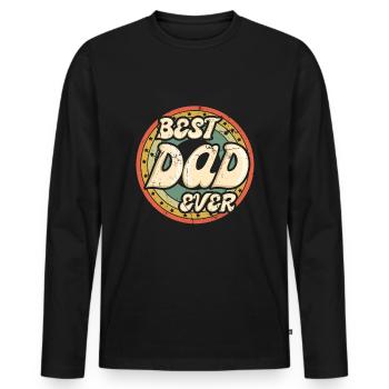 Best Dad Papa Retro Vintage 2023 Fathers Day - Men's Premium Organic Long Sleeve Shirt - black - Front - Nico (187cm)