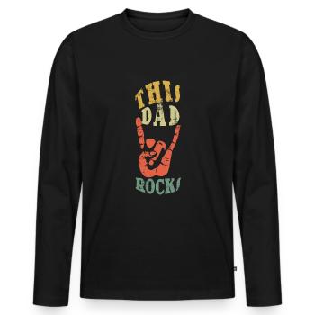 Papa Rocks Rocker Rétro Vintage Fête des pères - T-shirt manches longues Premium bio Homme - noir - Devant - Nico (187cm)