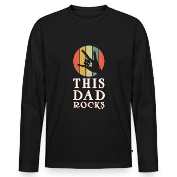 Rocker Dad Rocks Retro Vintage Vatertag - Männer Premium Bio Langarmshirt - Schwarz - Vorne - Nico (187cm)
