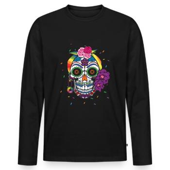 Mois de la fierté LGBT LGBTQ Gay Dia De Los Muertos - T-shirt manches longues Premium bio Homme - noir - Devant - Nico (187cm)