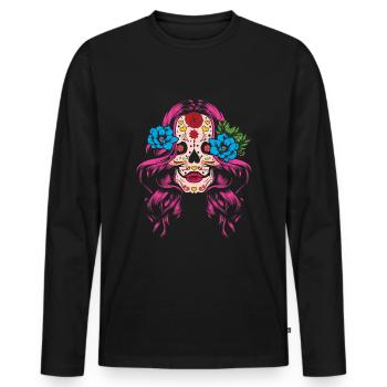 Blumendia de los Muertos Muttertag 2023 - Männer Premium Bio Langarmshirt - Schwarz - Vorne - Nico (187cm)