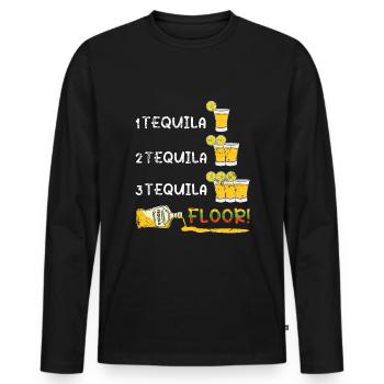 Floor Tequila Drinks Taco Happy Cinco De Mayo - Men's Premium Organic Long Sleeve Shirt - black - Front - Nico (187cm)