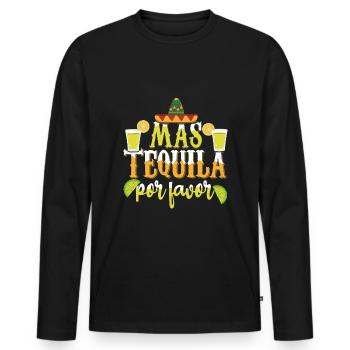 More Tequila Please Taco Happy Cinco De Mayo - Men's Premium Organic Long Sleeve Shirt - black - Front - Nico (187cm)