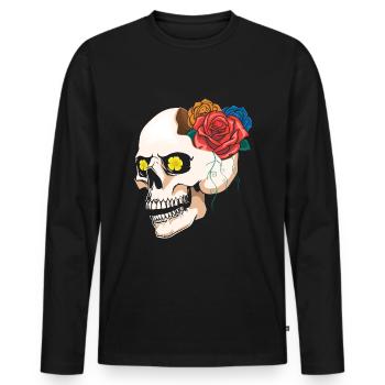 Rose Halloween Muertos Day Of Dead Sugar Bone - Men's Premium Organic Long Sleeve Shirt - black - Front - Nico (187cm)