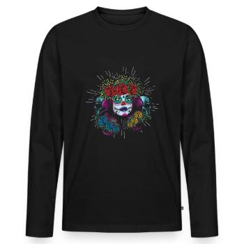 Muertos Tag der toten Zuckerblume La Catrina - Männer Premium Bio Langarmshirt - Schwarz - Vorne - Nico (187cm)