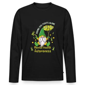 Gnomes May Green Mental Health Awareness Month - Men's Premium Organic Long Sleeve Shirt - black - Front - Nico (187cm)