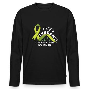 May Green End Stigma Mental Health Awareness - Men's Premium Organic Long Sleeve Shirt - black - Front - Nico (187cm)