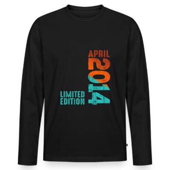 Since April 2014 Year 2014 Retro Vintage 2014 - Men's Premium Organic Long Sleeve Shirt - black - Front - Nico (187cm)