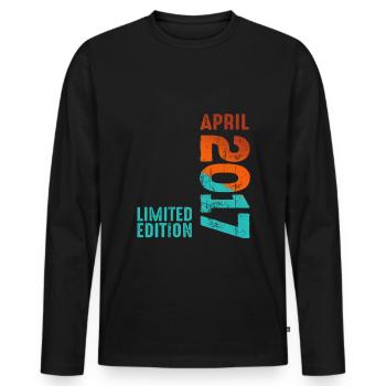 Since April 2017 Year 2017 Retro Vintage 2017 - Men's Premium Organic Long Sleeve Shirt - black - Front - Nico (187cm)