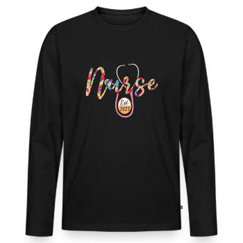 Abschluss der Krankenschwester 2023 Abschluss des Krankenpflegestudiums - Männer Premium Bio Langarmshirt - Schwarz - Vorne - Nico (187cm)
