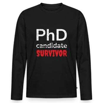 Doktorand, PhD, Überlebender, Absolvent der Ärzte - Männer Premium Bio Langarmshirt - Schwarz - Vorne - Nico (187cm)