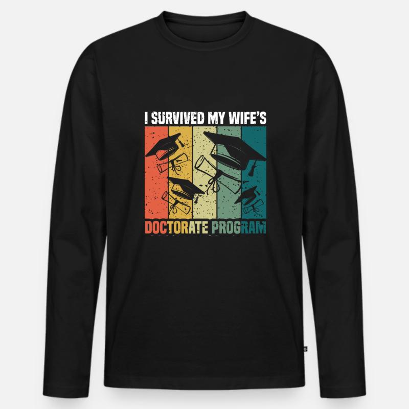 Retro-Doktoranden-PhD-Absolventen - Männer Premium Bio Langarmshirt - Schwarz