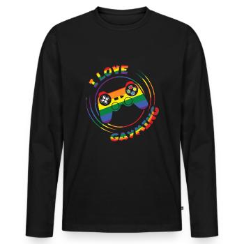 Gaming Gamer Homosexuell LGBTQ Regenbogen LGBT Pride Monat - Männer Premium Bio Langarmshirt - Schwarz - Vorne - Nico (187cm)