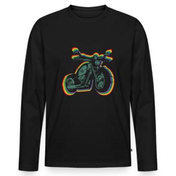 Motorcycle Ride Gay LGBTQ Rainbow LGBT Pride Month - Men's Premium Organic Long Sleeve Shirt - black - Front - Nico (187cm)