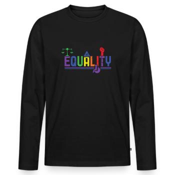 For Equality Gay LGBTQ Rainbow LGBT Pride Month - Men's Premium Organic Long Sleeve Shirt - black - Front - Nico (187cm)